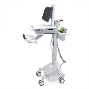 Ergotron Carro de estación de trabajo médica móvil para pantalla LCD / equipamiento de PC - alimentado por batería LiFe, EU - Médico - Plástico, aluminio, acero galvanizado - Gris, blanco, aluminio pulido - Tamaño de pantalla: hasta 22 pulgadas