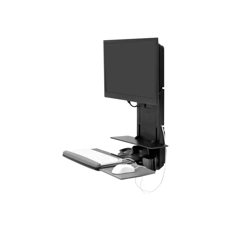 Ergotron Sit-Stand Vertical Lift, Patient Room - kit de montaje (reposamuñecas, soporte para ratón, riel de ajuste vertical, soporte para lector de códigos de barras, bandeja para teclado, brazo para monitor, bandeja extraíble para ratón)