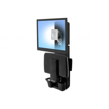 Ergotron Sit-Stand Vertical Lift, Patient Room - kit de montaje (reposamuñecas, soporte para ratón, riel de ajuste vertical, soporte para lector de códigos de barras, bandeja para teclado, brazo para monitor, bandeja extraíble para ratón)