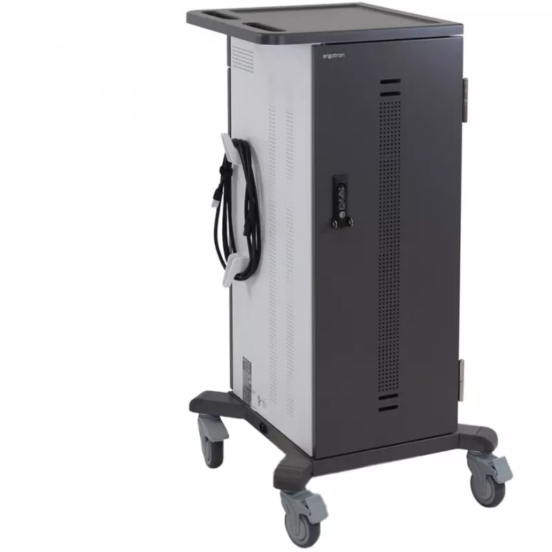 Ergotron YES35 Carro de carga para 35 dispositivos, con cierre, Gris/Blanco, para pantallas de hasta 10 pulgadas