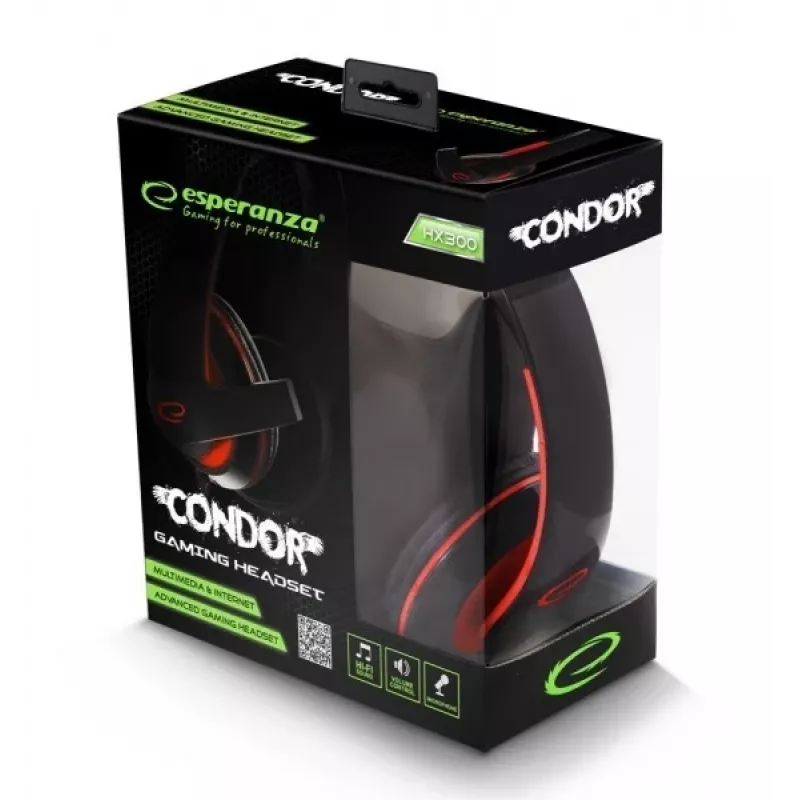 Esperanza EGH300R Auriculares gaming con cable con micrófono de diadema omnidireccional, Negro/Rojo
