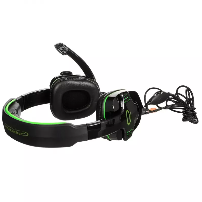 Auriculares gaming Esperanza EGH310G con micrófono de diadema, con cable, jack 3,5 mm, Negro y Verde