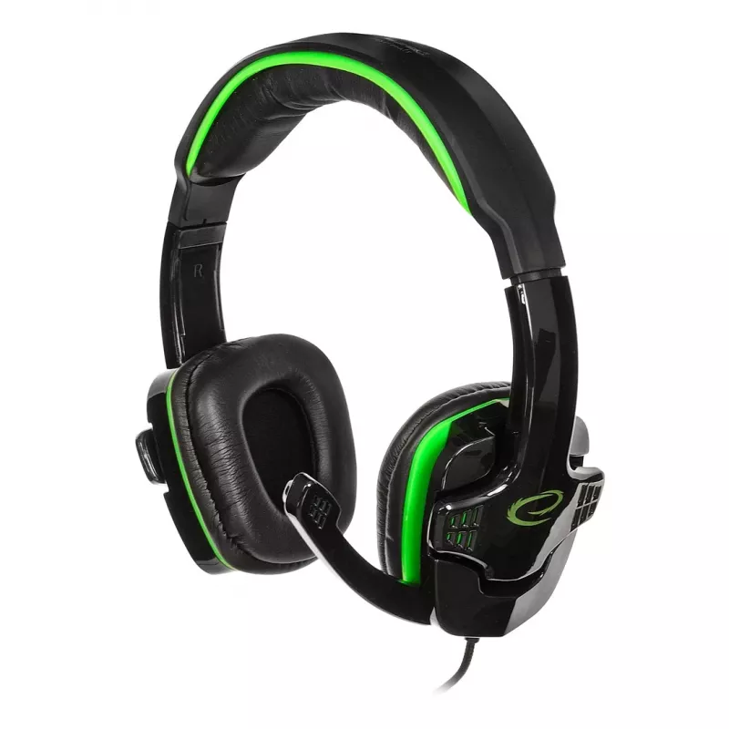Auriculares gaming Esperanza EGH310G con micrófono de diadema, con cable, jack 3,5 mm, Negro y Verde
