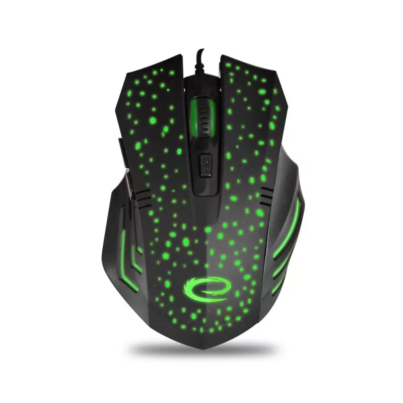 Esperanza EGM212 Ratón gaming óptico con cable, 2400 DPI, 6 botones, USB, diestro, Negro