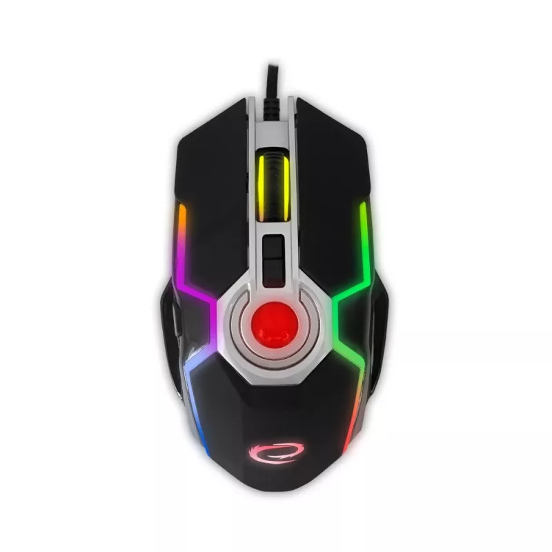 Esperanza EGM701 Mangora Ratón gaming con cable 8D, iluminación RGB, 7200 DPI, sensor óptico, 6 botones, cable trenzado, para diestros, negro