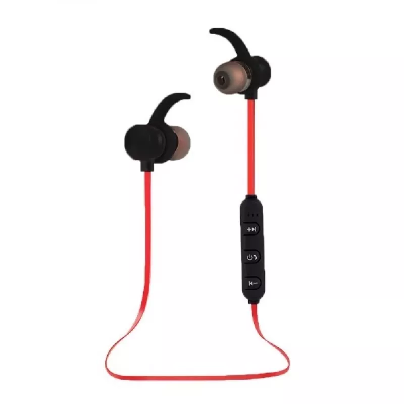 Esperanza EH186K Auriculares inalámbricos in-ear deportivos de cuello Bluetooth con micrófono, negro/rojo
