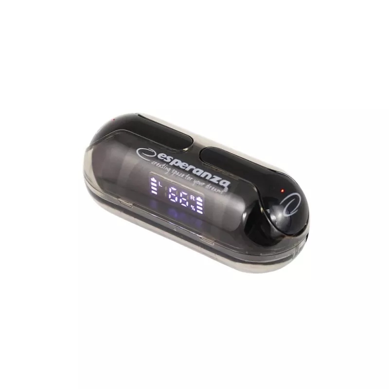 Esperanza EH239K Auriculares in-ear Bluetooth True Wireless Stereo con estuche de carga, control táctil, micrófono integrado, Negro