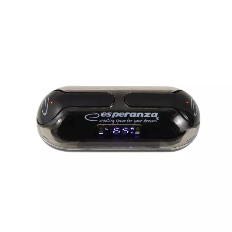Esperanza EH239K Auriculares in-ear Bluetooth True Wireless Stereo con estuche de carga, control táctil, micrófono integrado, Negro