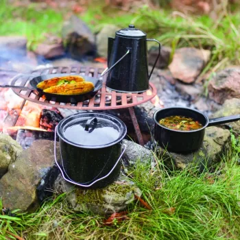 Set de utensilios de cocina de camping Esschert Design FF215 Negro 7 piezas