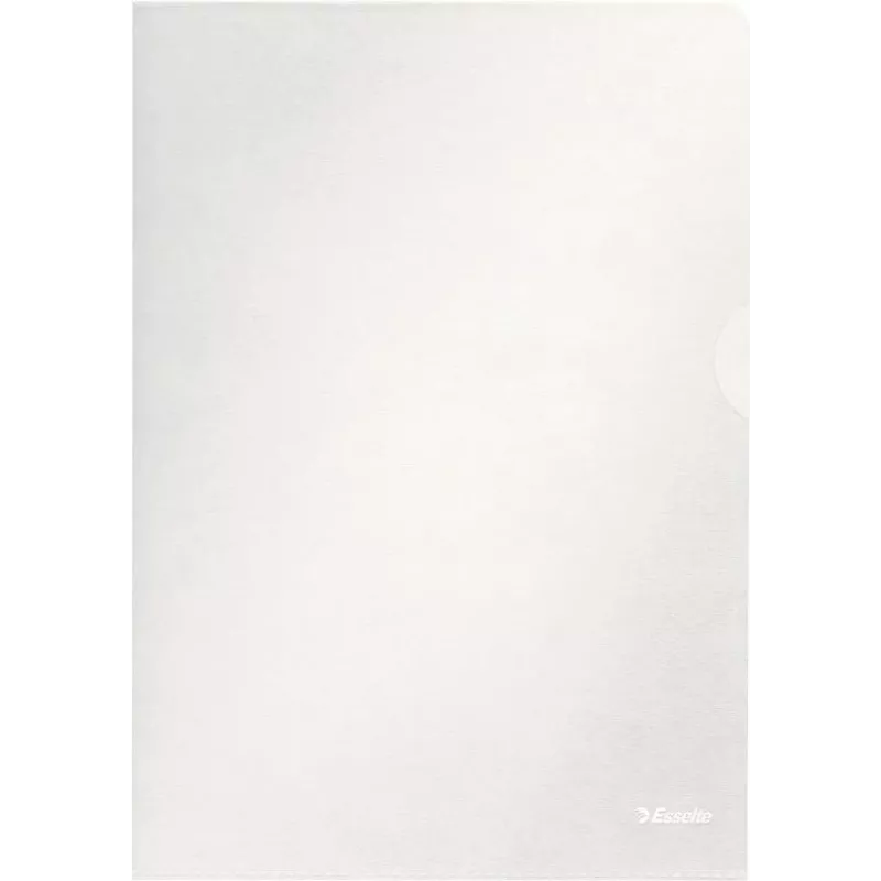 Esselte Fundas de documentos A4 estándar, polipropileno, gofrado, 0,12 mm, abiertas por arriba y por los lados, seguras para documentos, con pestaña, pack de 100 54832