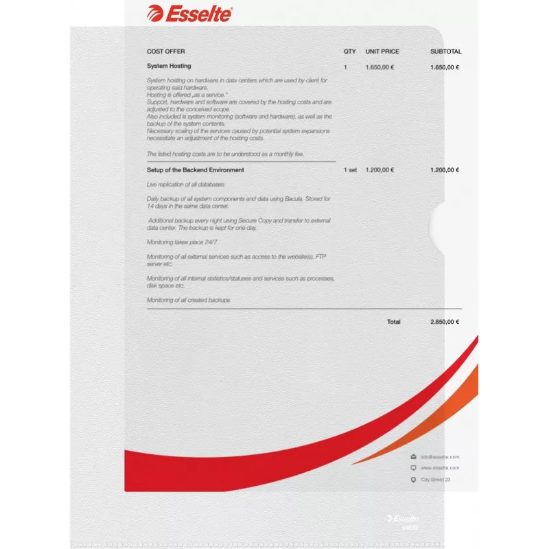 Esselte Fundas de documentos A4 estándar, polipropileno, gofrado, 0,12 mm, abiertas por arriba y por los lados, seguras para documentos, con pestaña, pack de 100 54832