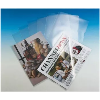 Esselte Fundas de documentos A4 estándar, polipropileno, gofrado, 0,12 mm, abiertas por arriba y por los lados, seguras para documentos, con pestaña, pack de 100 54832