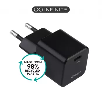 ESTUFF INFINITE (GRS) Cargador USB-C 20W PD 3.0 con enchufe EU blanco