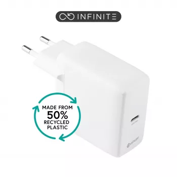 ESTUFF INFINITE (GRS) Cargador USB-C – Cargador de pared de 20W con Power Delivery 3.0 y Quick Charge 3.0, blanco