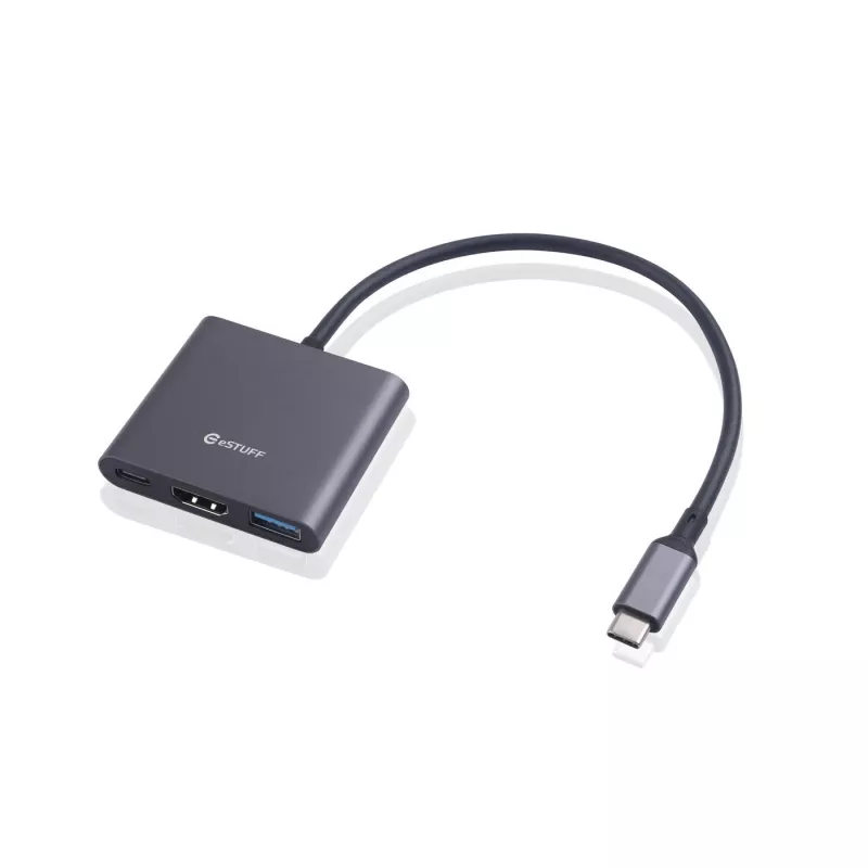 ESTUFF hub multipuerto USB-C AV (USB-C, 7 en 1, HDMI 4K60, 2x USB-A 3.0, USB-C PD 60W, Gigabit Ethernet, SD/MicroSD)