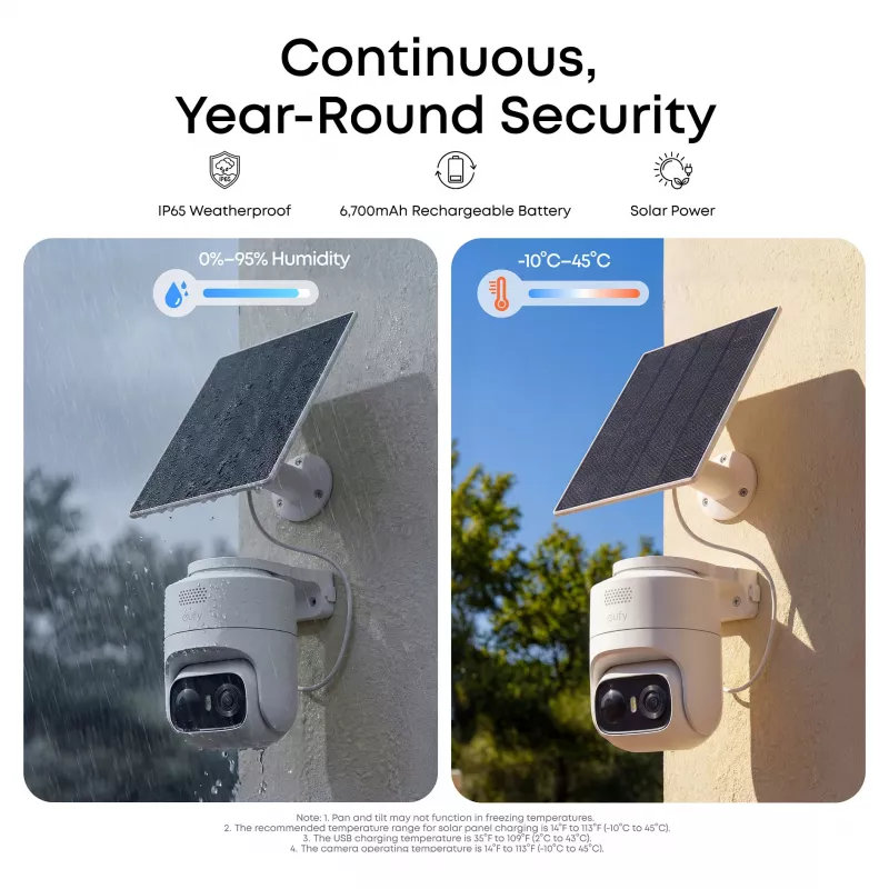 eufy eufyCam C36 solo E814X329 cámara de seguridad inalámbrica solar, 2304x1296 (2 MP), batería