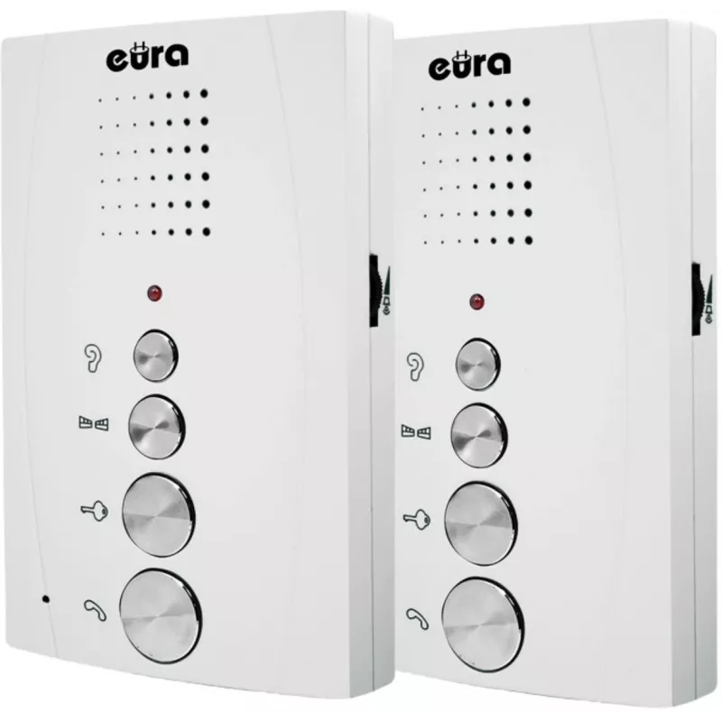 Portero automático EURA ADP-51A3 DIFESA 1 vivienda audio con 2 auriculares, blanco