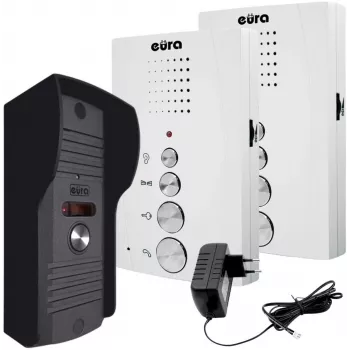 Portero automático EURA ADP-51A3 DIFESA 1 vivienda audio con 2 auriculares, blanco