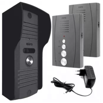 EURA ADP-51A3 DIFESA Kit de portero automático audio - 1 vivienda, 2 auriculares, interfono, Grafito