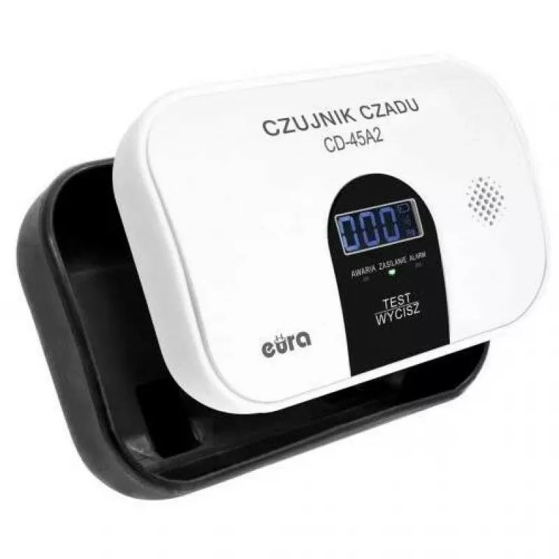 EURA CD-45A2 Detector de monóxido de carbono independiente, a pilas, pantalla LCD