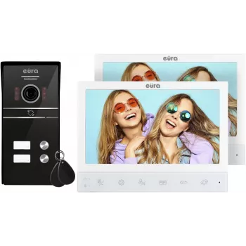 EURA VDP-80C5 videoportero dual para viviendas, blanco, 2x LCD de 7