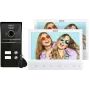 EURA VDP-80C5 videoportero para dos familias, blanco, 2x LCD de 7 pulgadas, FHD, cámara 1080p, lector RFID, montaje en superficie