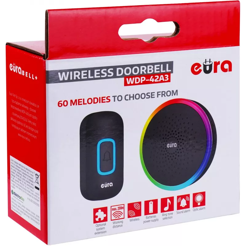 EURA WDP-42A3 timbre inalámbrico - negro