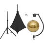 EUROLITE Bola de espejos dorada 50cm Set con soporte y funda elástica negra 20000707