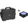 EUROLITE Set 8x AKKU IP Flat Light SMD RGBW IP65 Negro + maleta de plástico con trolley