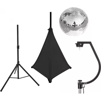 EUROLITE set de bola de espejos 30 cm con soporte y funda negra 20000705