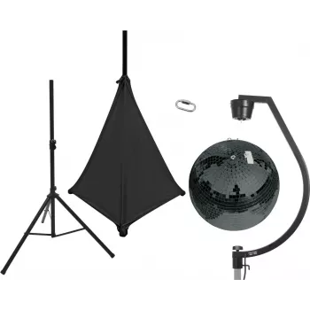 EUROLITE Bola de espejos Set 50cm negra con soporte y vela negra 20000709