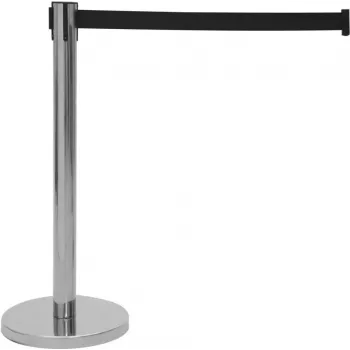 EUROLITE Cinta de balizamiento con banda negra, postes de acero inoxidable, 2 m 80702984