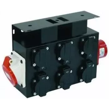 Eurolite SB-652X distribuidor de corriente CEE 32A 5 polos 6x Schuko 2x CEE16 IP44 30248340