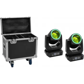 EUROLITE Set 2x LED TMH-B120 Hypno cabeza móvil beam + flightcase con ruedas