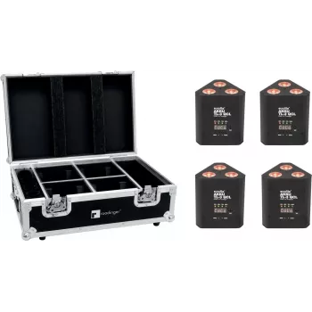 EUROLITE Set 4x AKKU TL-3 QCL RGB+UV Trusslight + Case con función de carga 20000854