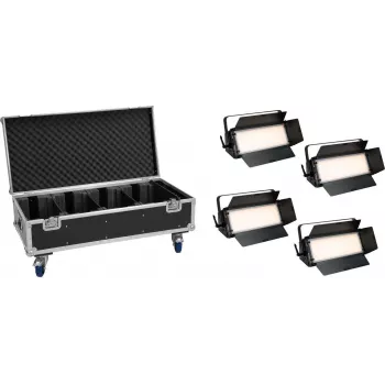 EUROLITE Set 4x LED PLL-576 CW/WW Panel + Case con ruedas DMX 576 LEDs 3000-6000K