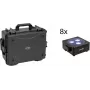 EUROLITE Set 8x AKKU Flat Light 3 sw + Maletín de plástico con Trolley RGBW LED QuickDMX