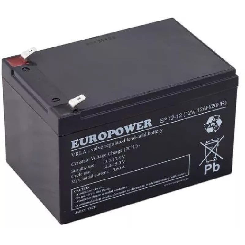 Batería Europower EP12-12 12V 12Ah AGM