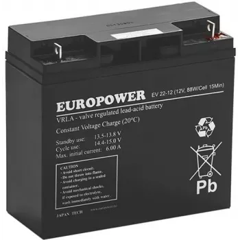 Batería EUROPOWER EV Series AGM 12V 20Ah (C10) Deep Cycle VRLA