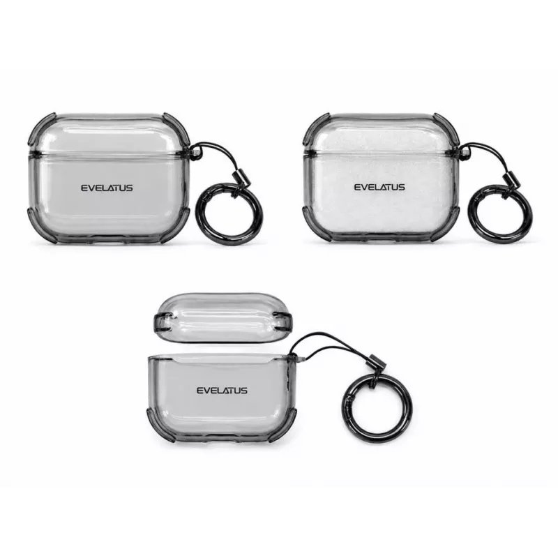 Evelatus Funda protectora TPU para Apple AirPods 4 transparente negra