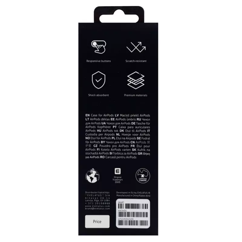 Evelatus funda para Apple AirPods EAC04 gris oscuro