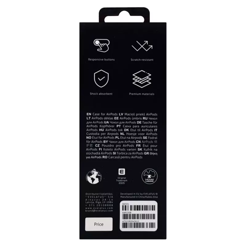 Evelatus Apple AirPods Funda EAC05 negra