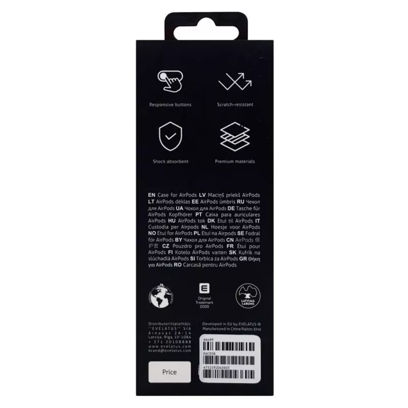 Evelatus Apple AirPods Pro Funda EAC05 Negro