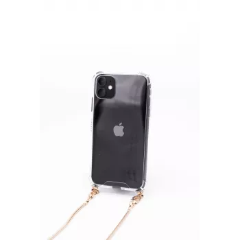 Evelatus Funda de silicona transparente con collar de TPU para Apple iPhone 11 Pro Max dorada
