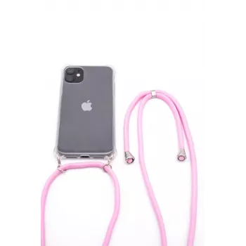 Evelatus Apple iPhone 11 Pro Funda transparente de silicona con collar correa TPU transparente