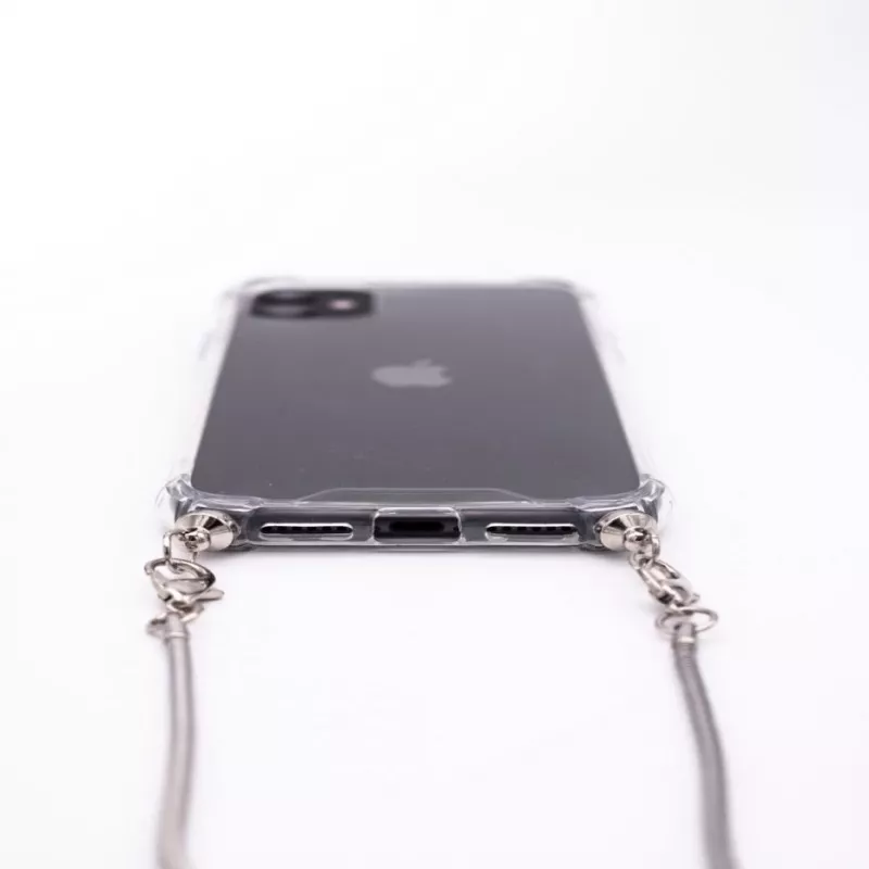 Evelatus Apple iPhone 11 Pro Funda de silicona transparente con cordón TPU Silver