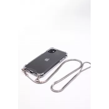 Evelatus Apple iPhone 11 Pro Funda de silicona transparente con cordón TPU Silver