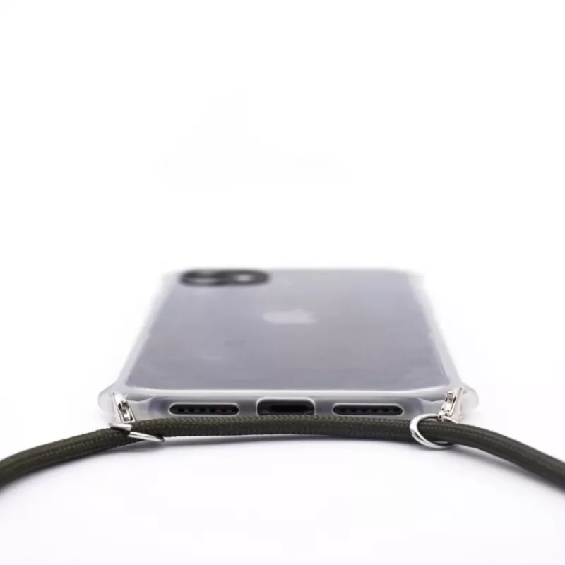 Evelatus Apple iPhone 11 Funda transparente de silicona con correa de cuello TPU transparente