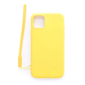 Evelatus Funda de silicona Soft Touch con correa amarilla para Apple iPhone 11