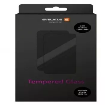 Evelatus Apple iPhone 12/12 Pro protector de pantalla de cristal templado transparente de 0,33 mm con adhesivo japonés, antiestático